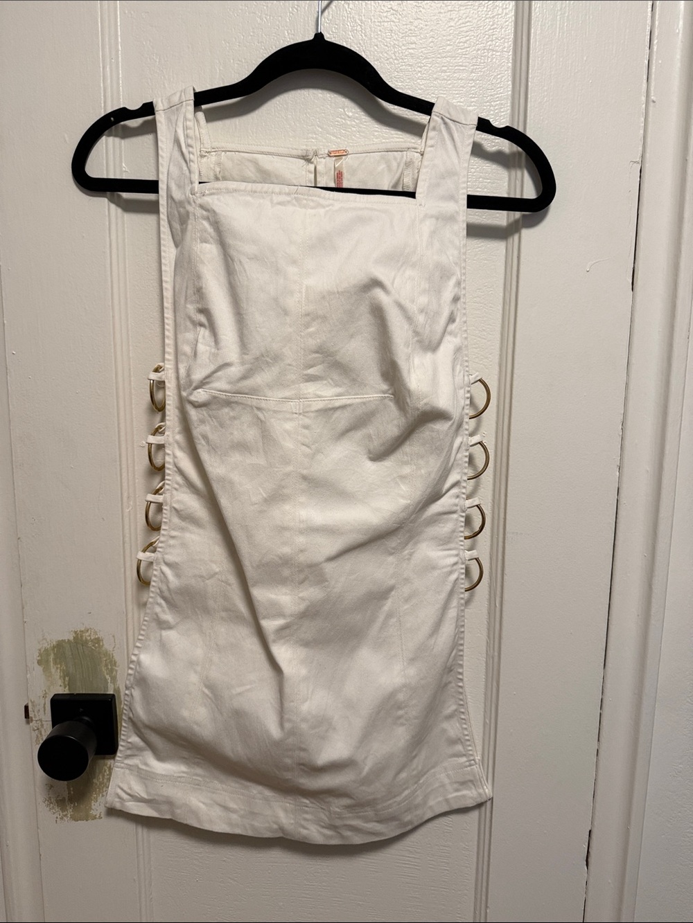 Free People White Square-Neck Tunic Shirt with Side Ring Details